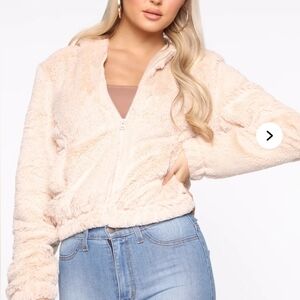 Fashion Nova, Fuzzy Cropped Jacket. NWT. Size Medium